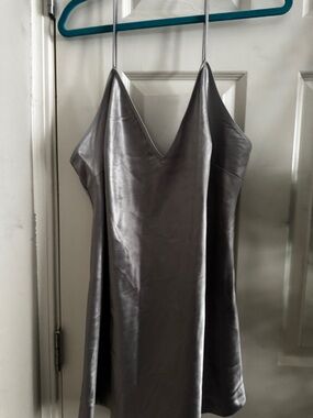 SKIMS Grey Satan Mini Slip Dress